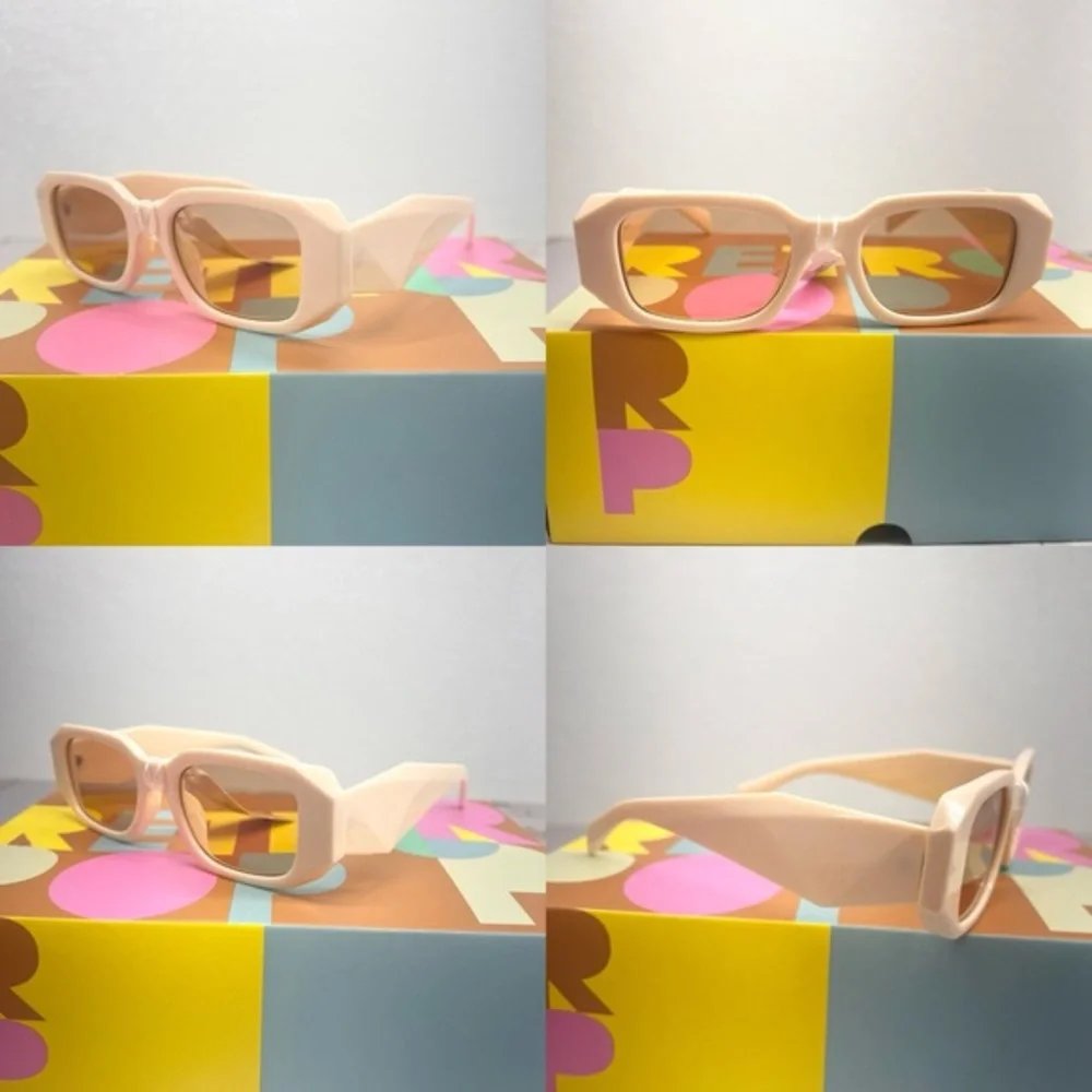 Oversized Square Cream Sunglasses UV400 Retro Fashion Thick‎ Frame Women